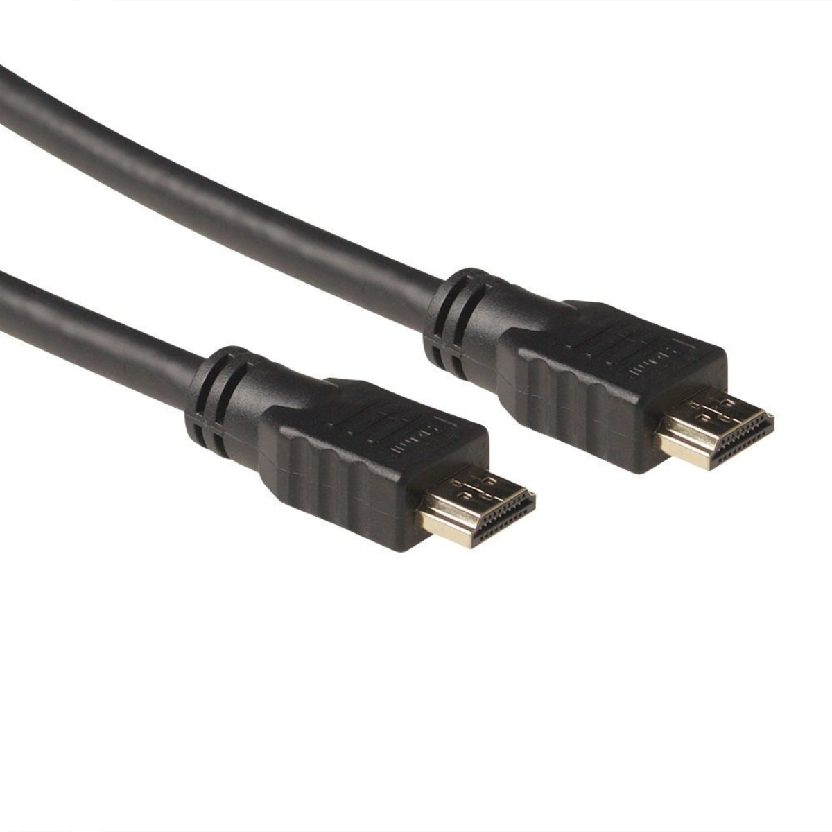 Twee zwarte HDMI-kabels met connectoren op witte achtergrond.