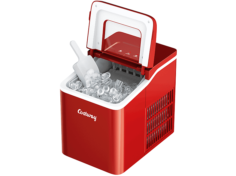 12KG Eiswürfelmaschine (120 Watt, COSTWAY Rot)