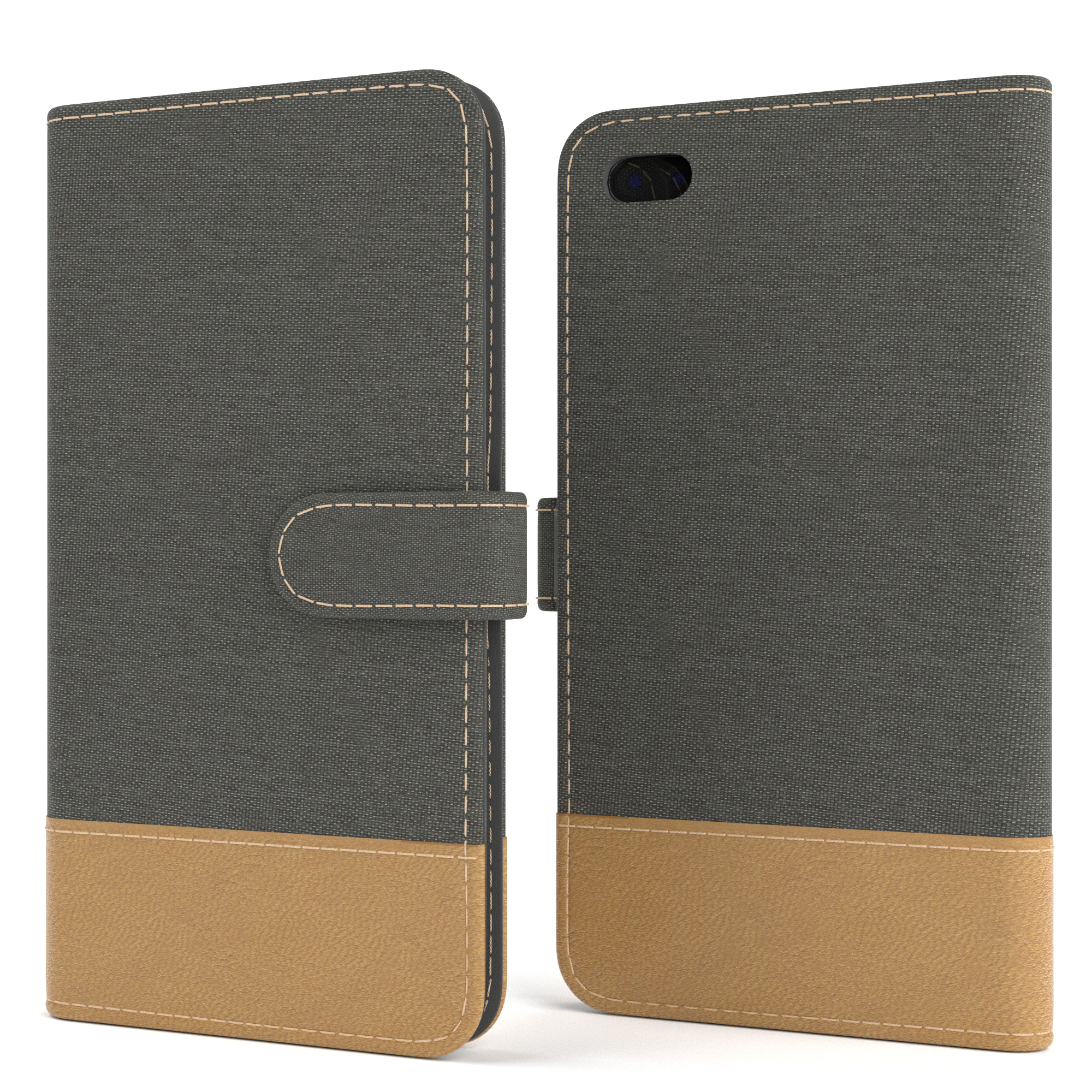 Bookcover, Anthrazit Grau / mit EAZY 8 iPhone 7 Apple, Jeans Plus, Kartenfach, Klapphülle Bookstyle Plus CASE