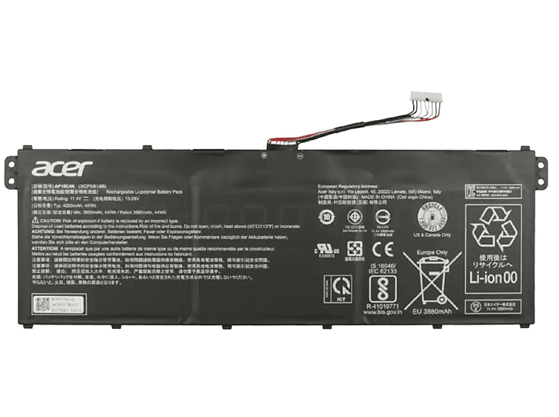 ACER Original Akku für Acer AP18C4K Li-Pol Akku, Li-Pol, 11.4 Volt, 4200 mAh