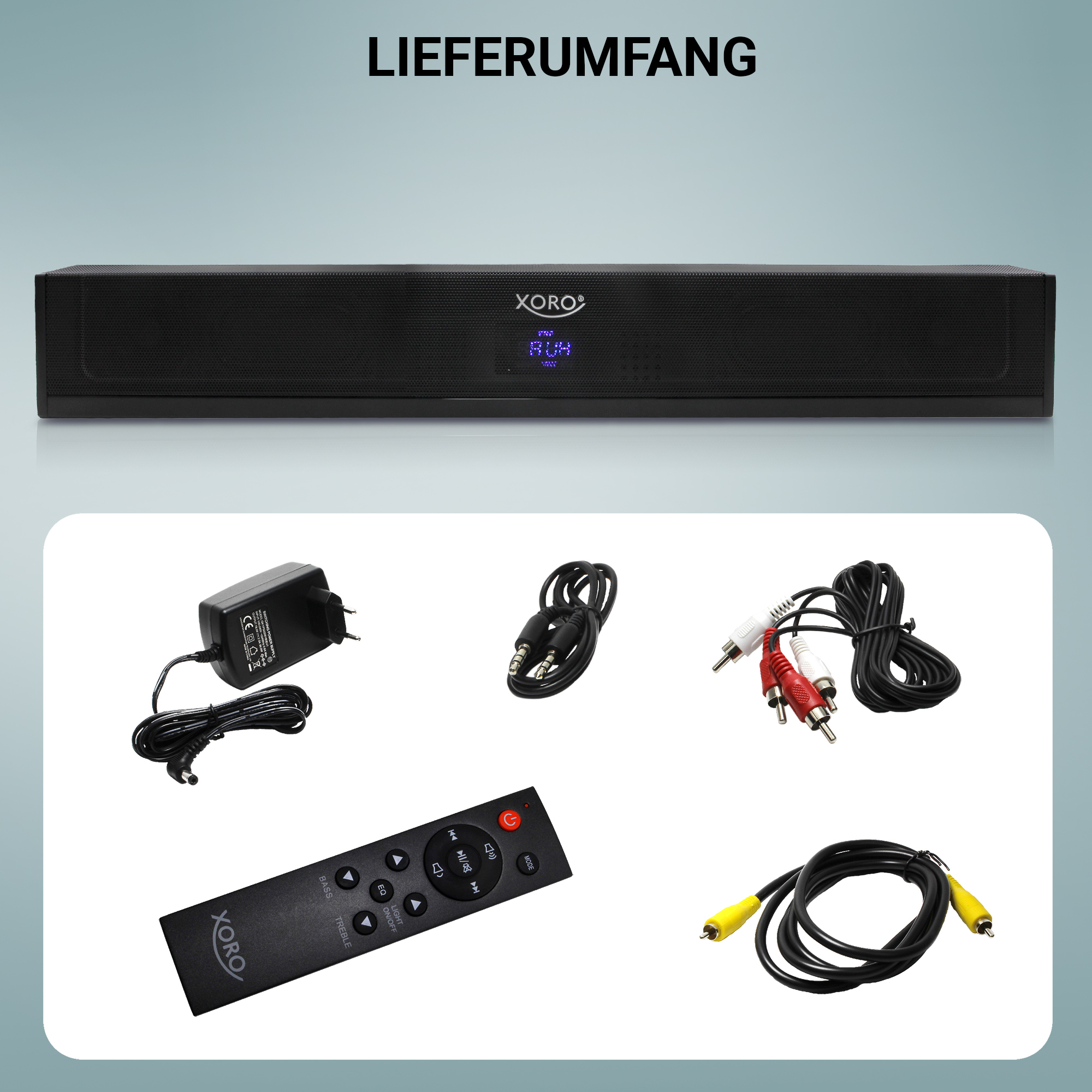 V2 USB Wandmontage Soundbar, 25 Bluetooth XORO 50 W XORO HSB Soundbar Mediaplayer schwarz TV IN Line Lautsprecher möglich,