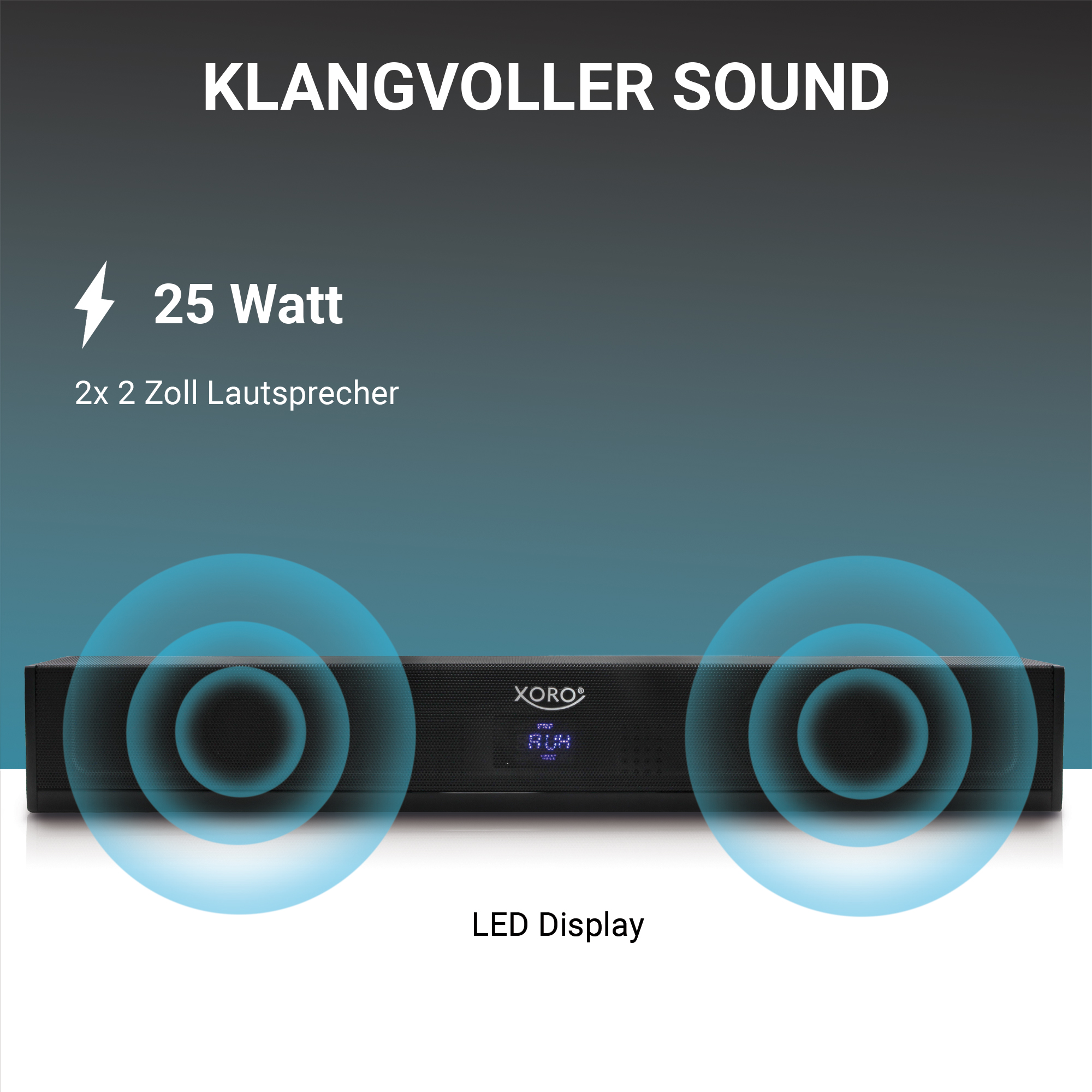 V2 USB Wandmontage Soundbar, 25 Bluetooth XORO 50 W XORO HSB Soundbar Mediaplayer schwarz TV IN Line Lautsprecher möglich,