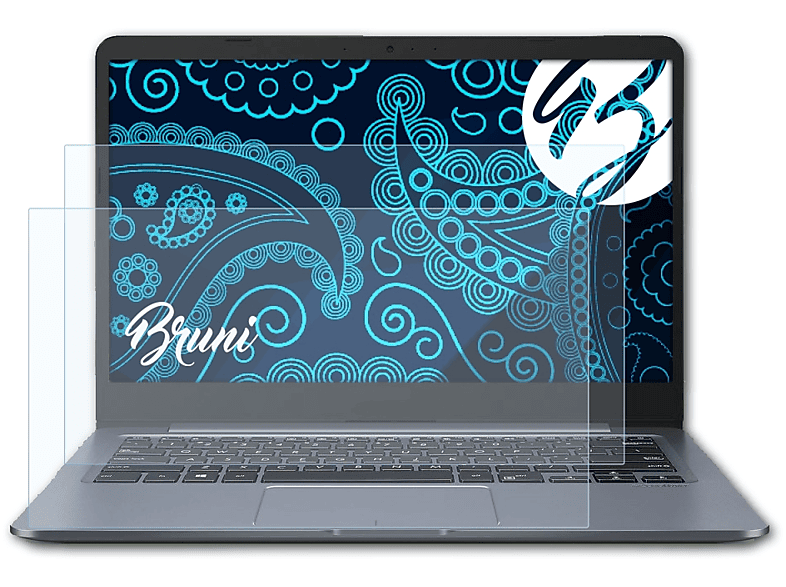 BRUNI 2x Basics-Clear Schutzfolie(für Asus Laptop E406SA)