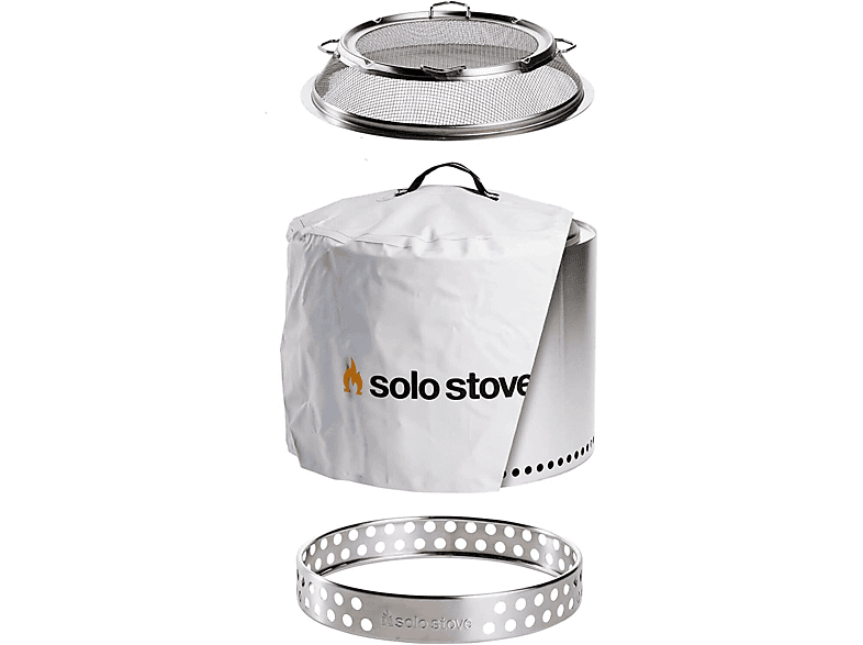 SOLO STOVE BONFIRE Outdoor-Kamin aus Edelstahl, raucharm mit Funkschutz Feuerschale, Silber 