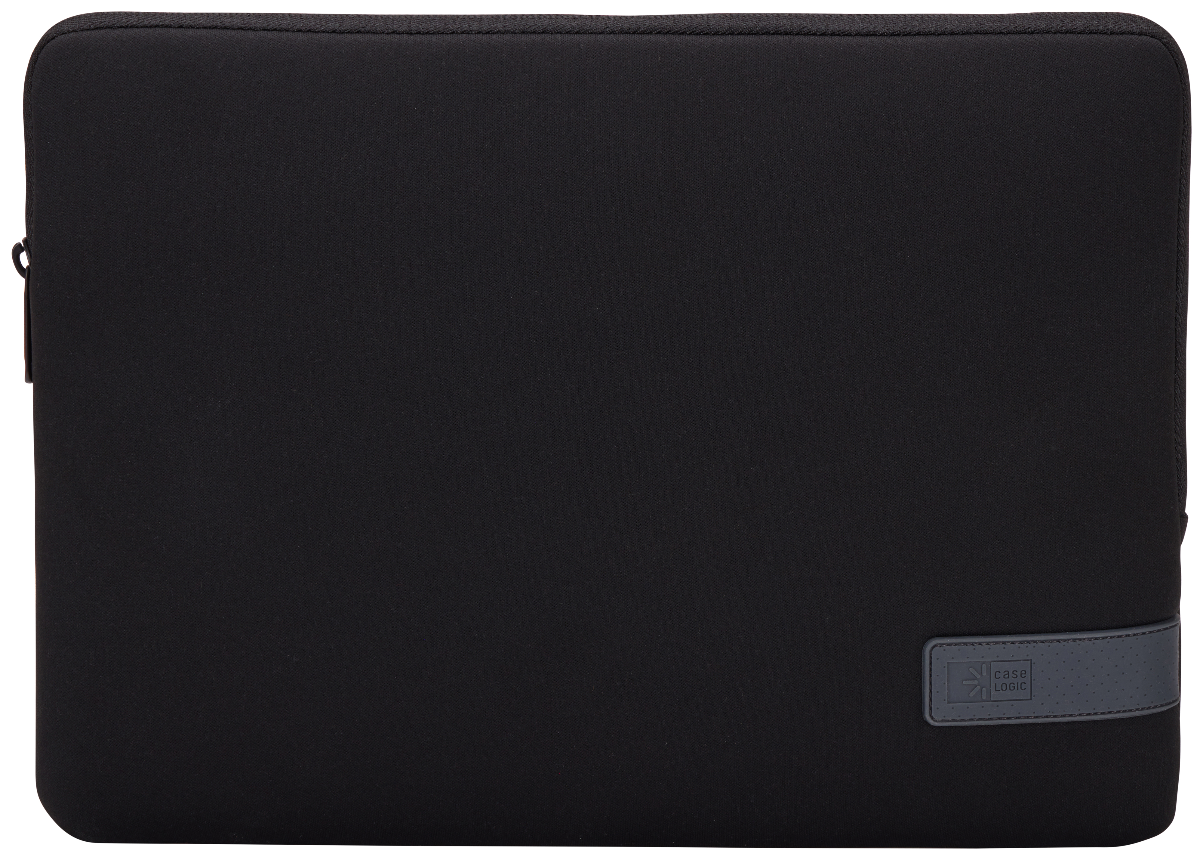 Schwarze Laptop-Hülle mit einem Case Logic-Etikett.