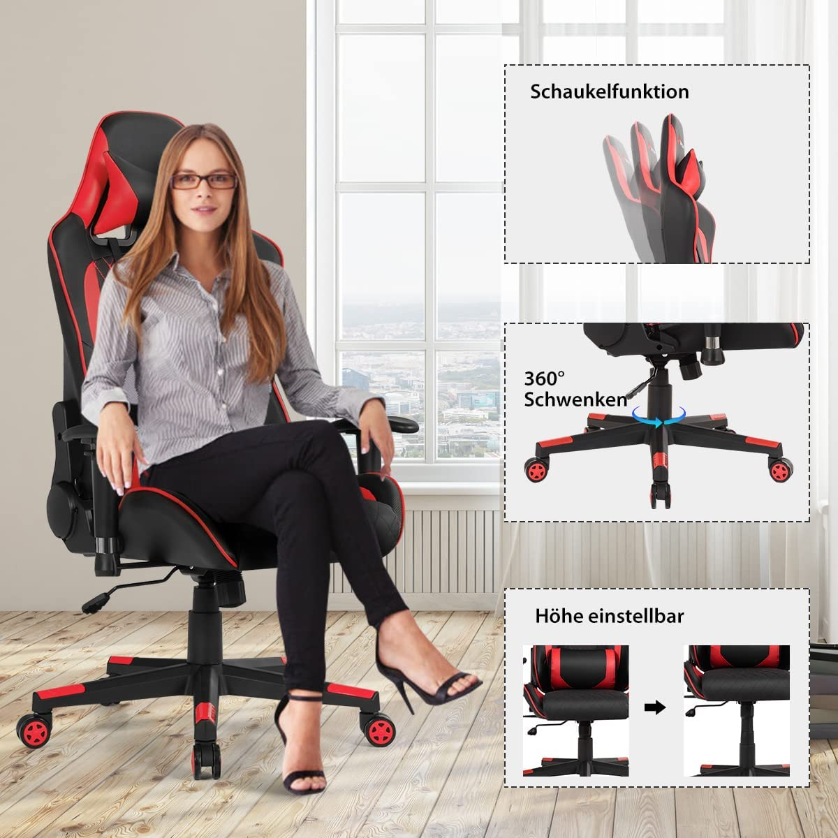 COSTWAY verstellbar 137cm Gaming Stuhl