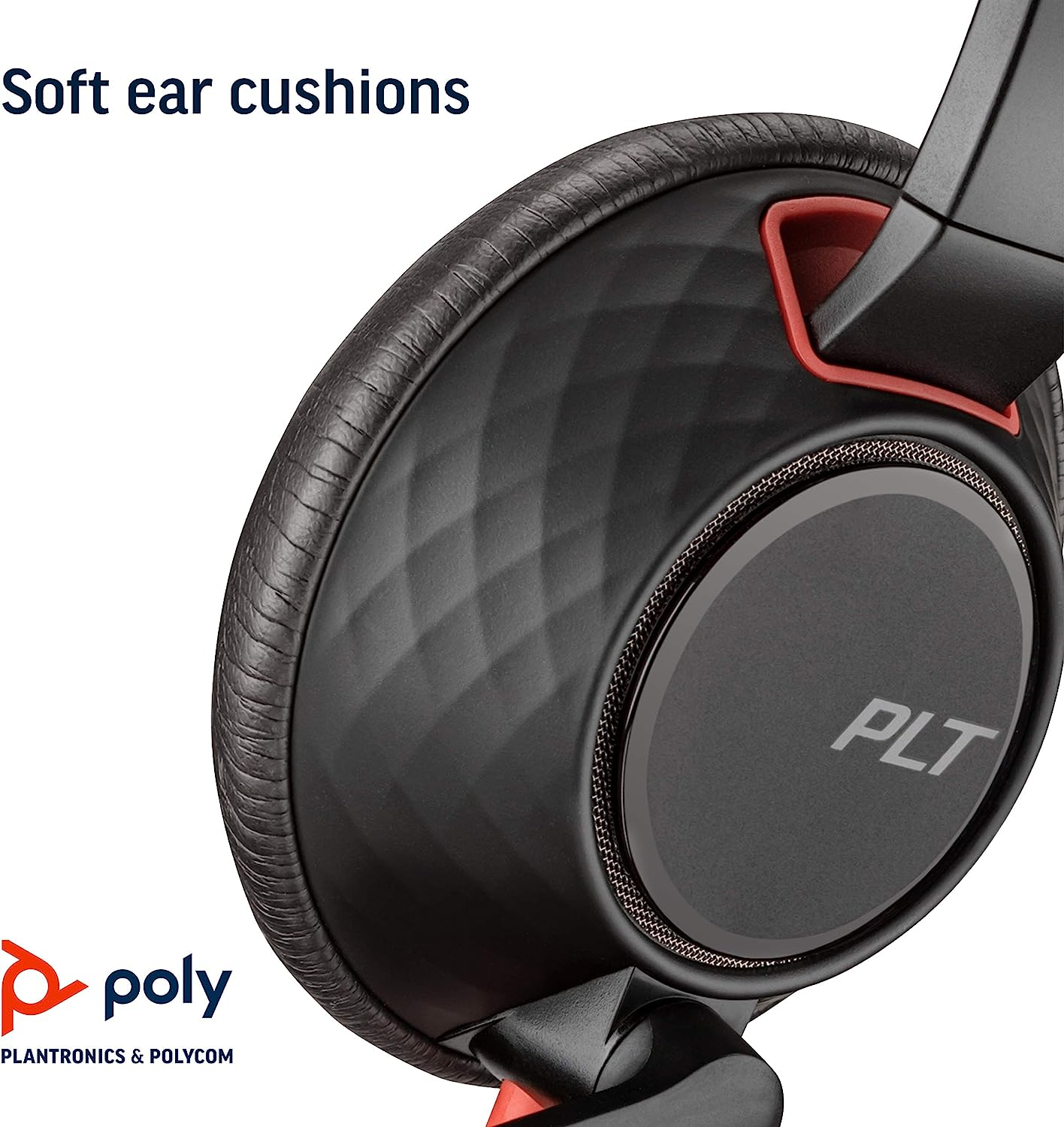 Gros plan sur un coussinet d'oreille de casque noir. Le coussinet est doux et a une surface texturée.