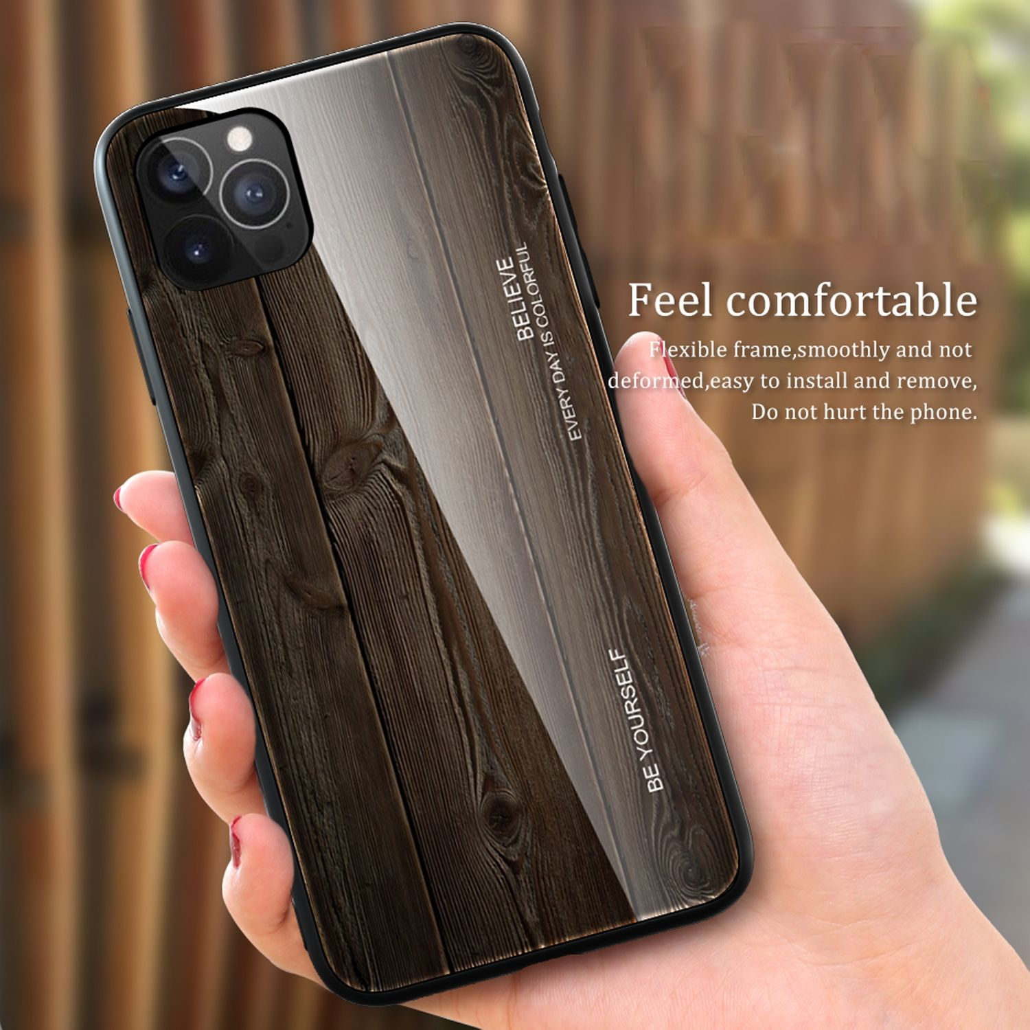KÖNIG DESIGN Case, Backcover, iPhone 12 Braun Dunkel Apple, Mini