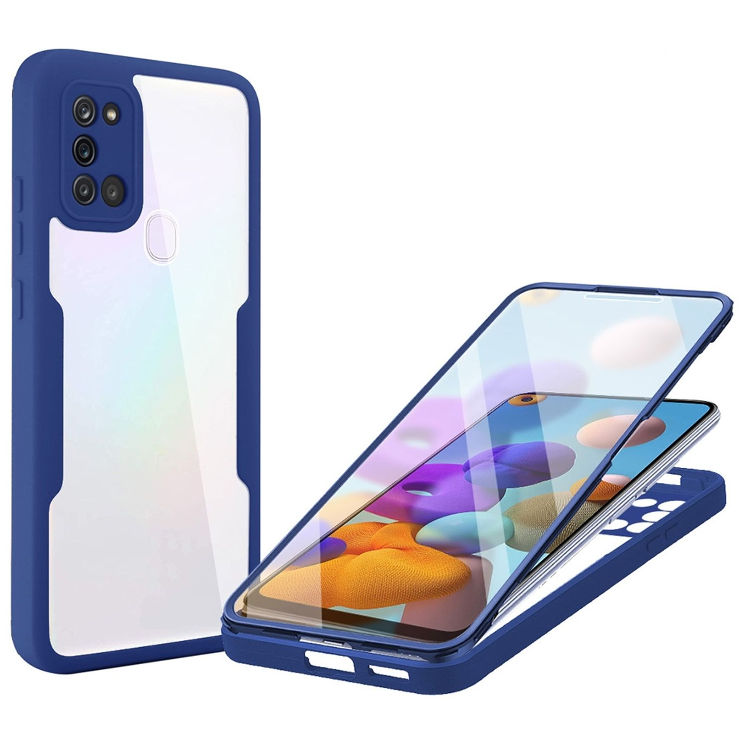 KÖNIG DESIGN Case, Full A21s, Galaxy Blau Cover, Samsung