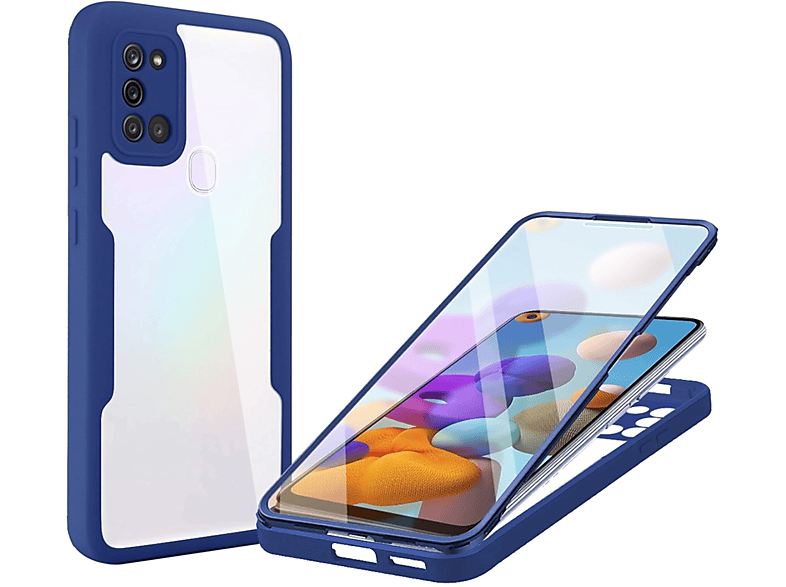 KÖNIG DESIGN Case, Full Cover, Samsung, Galaxy A21s, Blau | Fullcover