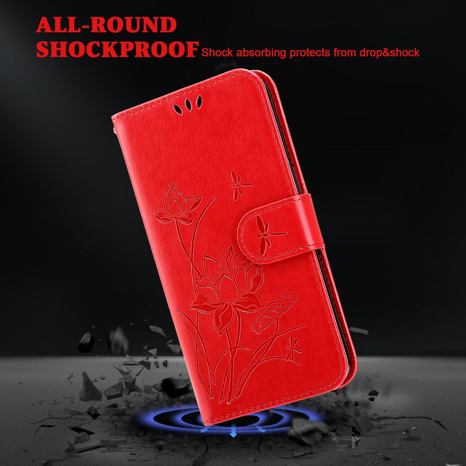 KÖNIG DESIGN Book Samsung, Bookcover, S22 Case, Rot Plus Galaxy 5G