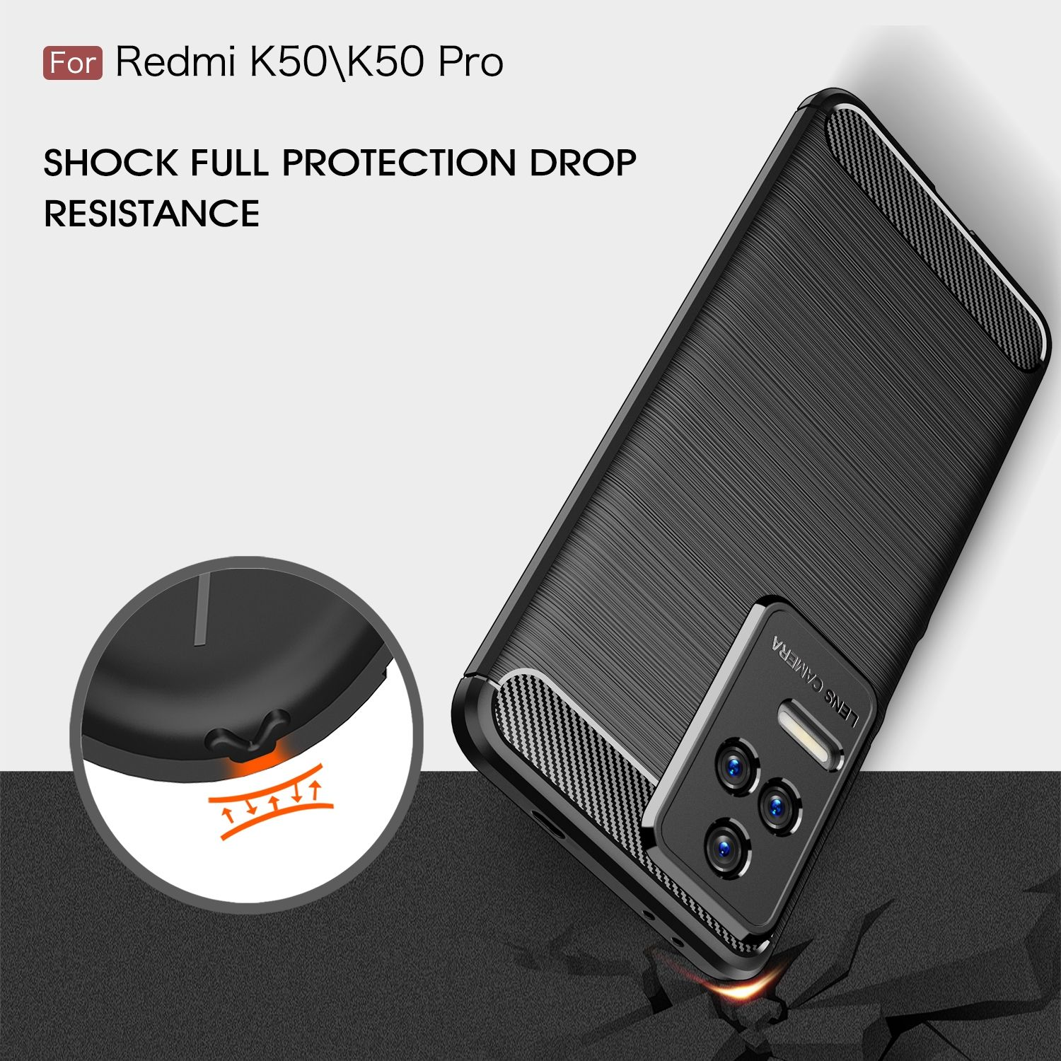 KÖNIG DESIGN Case, Backcover, Pro, Redmi K50 Xiaomi, Schwarz