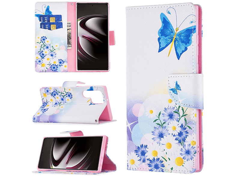 KÖNIG DESIGN S22 Galaxy Ultra Bookcover, 5G, Book Case, Samsung, Schmetterlingsliebe