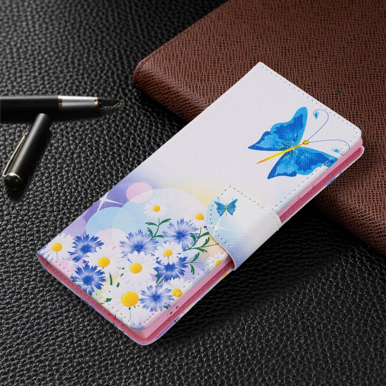 KÖNIG DESIGN Book Case, Bookcover, Samsung, S22 Galaxy Ultra 5G, Schmetterlingsliebe