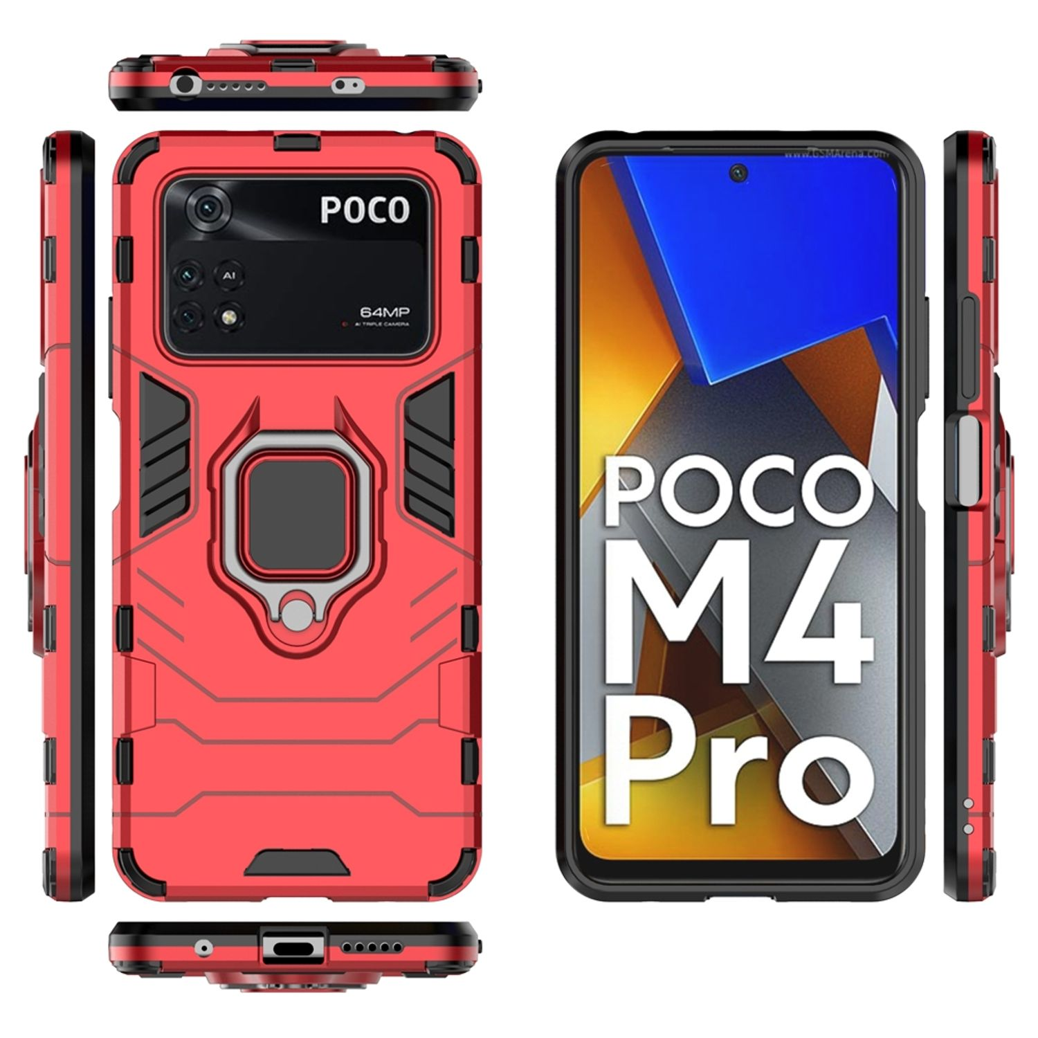 KÖNIG DESIGN Backcover, Case, Pro, M4 Poco Rot Xiaomi