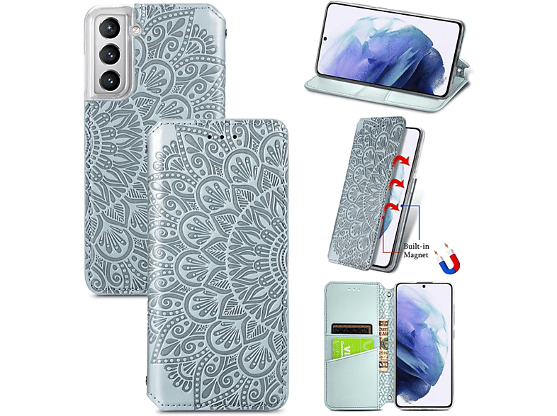 KÖNIG DESIGN Book Case, Samsung, S22 Silber 5G, Galaxy Bookcover