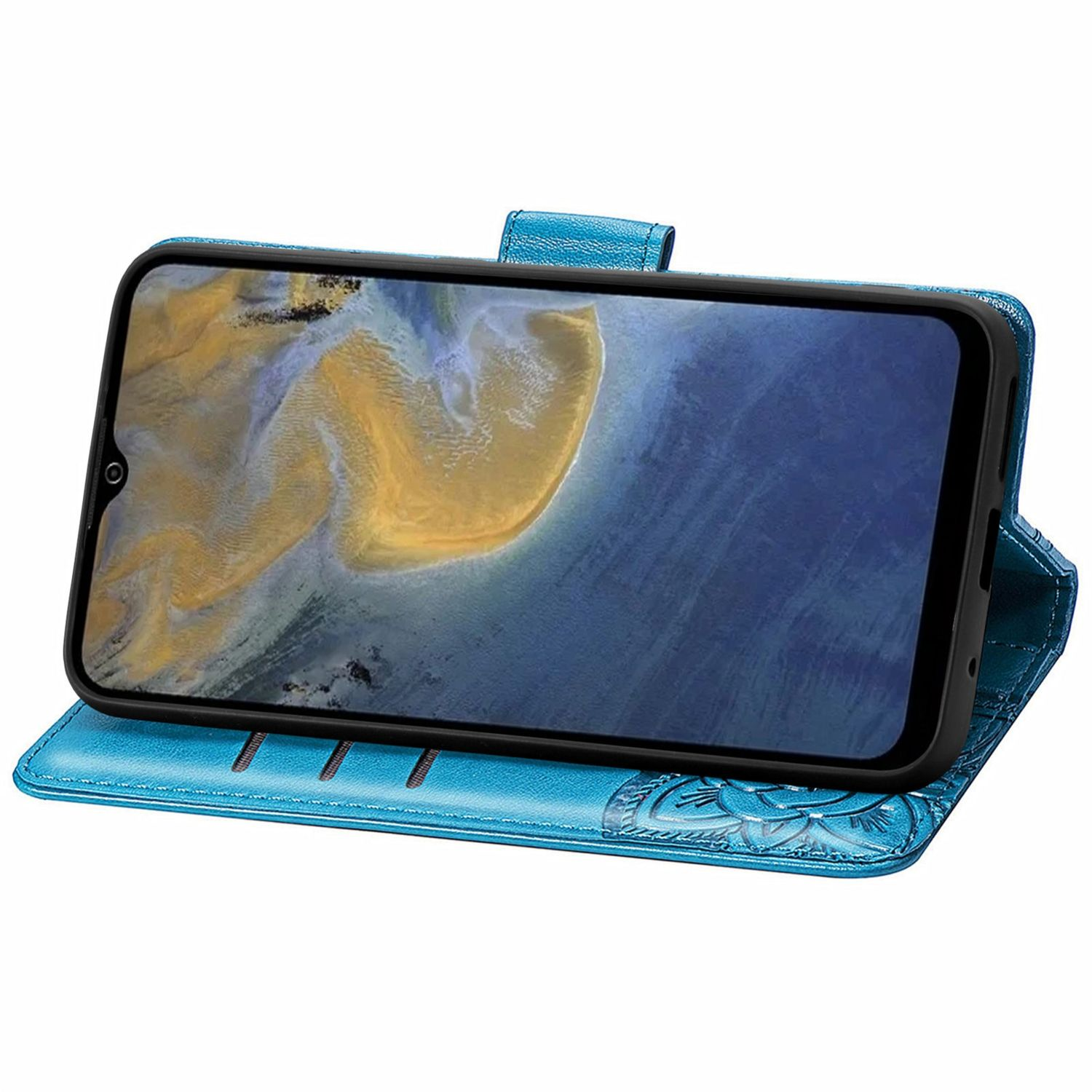 Case, Book Blade A51, ZTE, DESIGN KÖNIG Bookcover, Blau