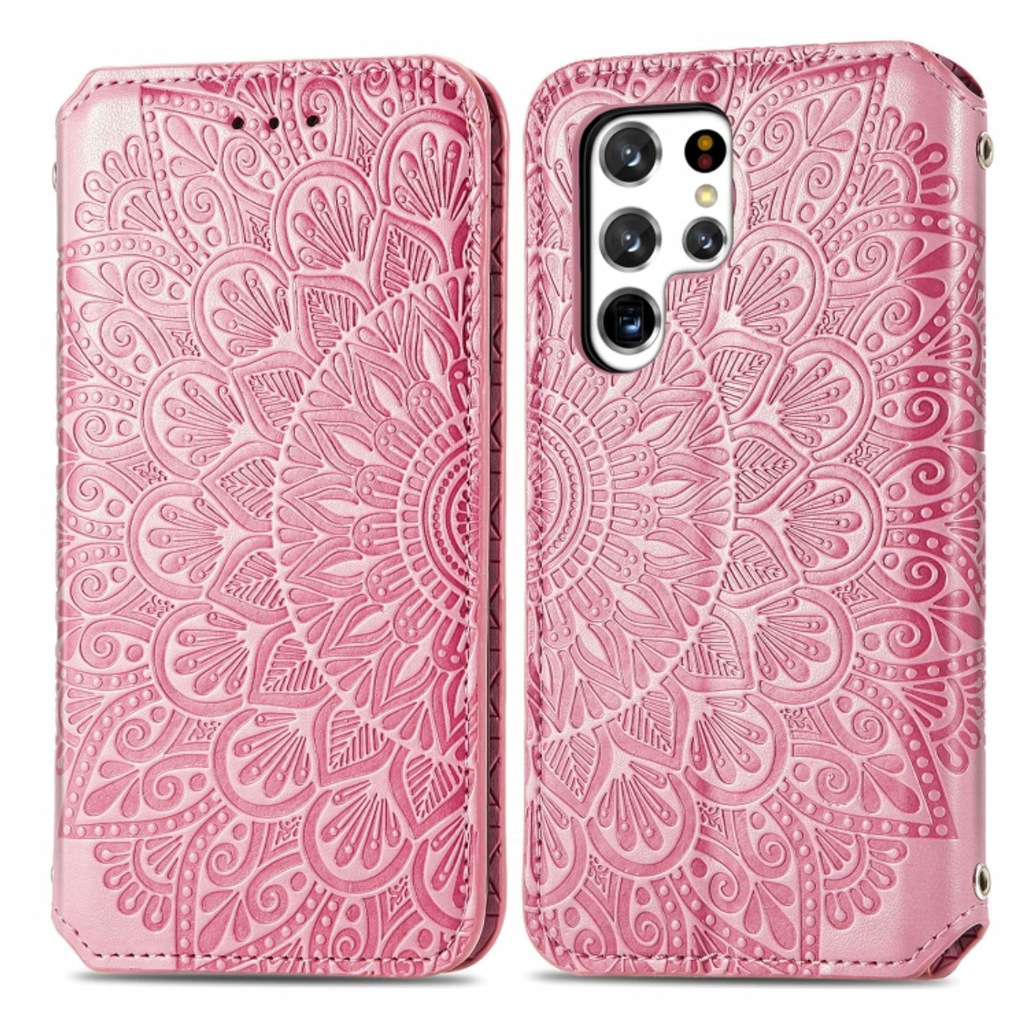 DESIGN KÖNIG Samsung, S22 Case, Book Bookcover, 5G, Rosa Galaxy Ultra