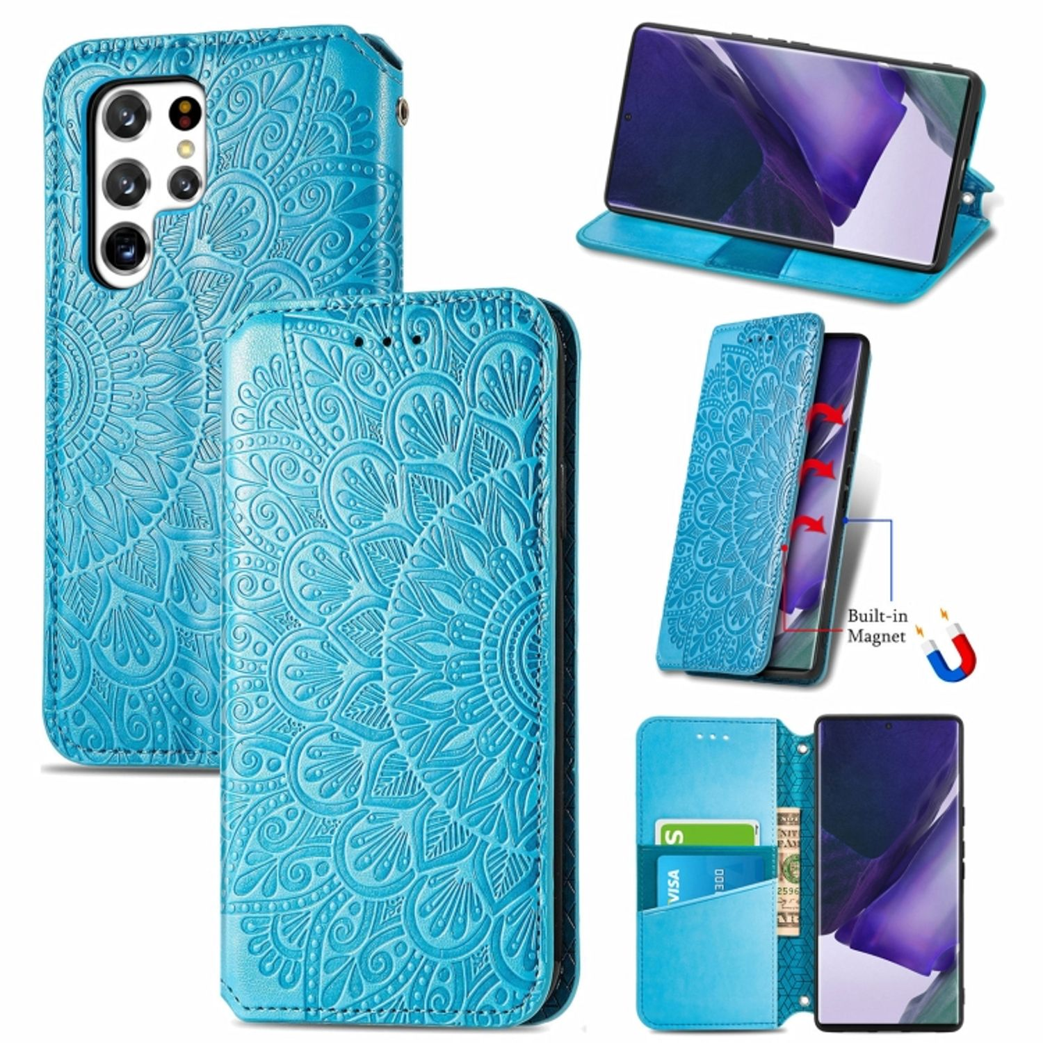 Bookcover, S22 Samsung, 5G, Blau Galaxy Ultra DESIGN Case, Book KÖNIG
