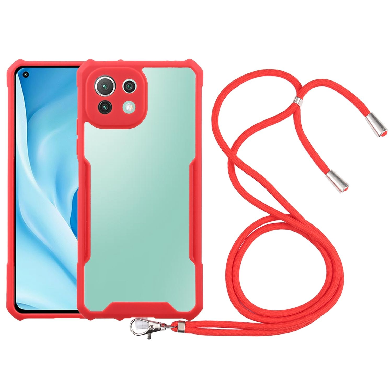 KÖNIG DESIGN Case, Umhängetasche, Mi Xiaomi, 11 Lite, Rot
