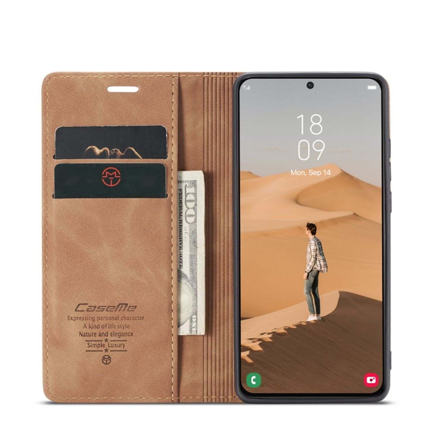 Samsung, Book KÖNIG S22 Case, DESIGN 5G, Bookcover, Galaxy Braun