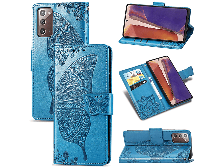 KÖNIG DESIGN Book Case, Bookcover, Samsung, Galaxy Note 20, Blau
