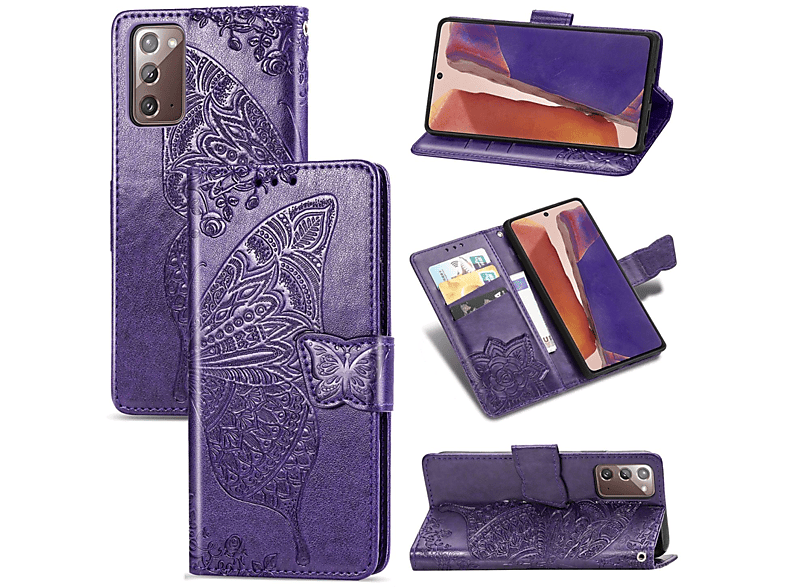 KÖNIG DESIGN Book Case, Bookcover, Samsung, Galaxy Note 20, Violett