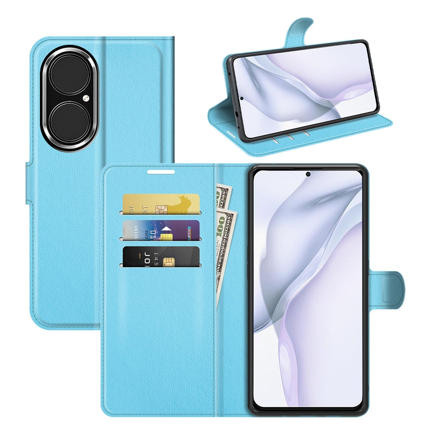 Huawei, Bookcover, KÖNIG Blau Book DESIGN Case, P50,
