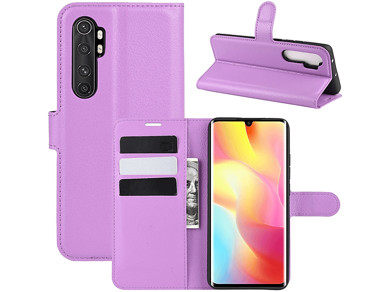 KÖNIG DESIGN Book Case, Bookcover, Xiaomi, Mi Note 10 Lite, Violett