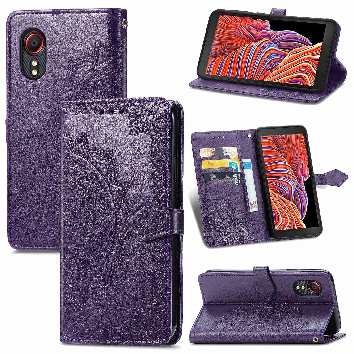 KÖNIG DESIGN Book Case, Bookcover, Samsung, 5 Xcover Violett Galaxy 5s, 