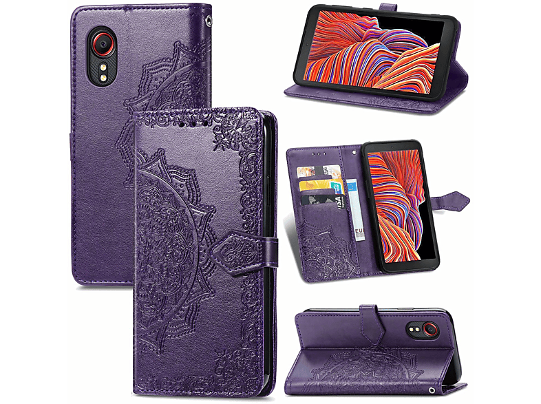 KÖNIG DESIGN Book Case, Bookcover, Samsung, Galaxy Xcover 5 / 5s, Violett