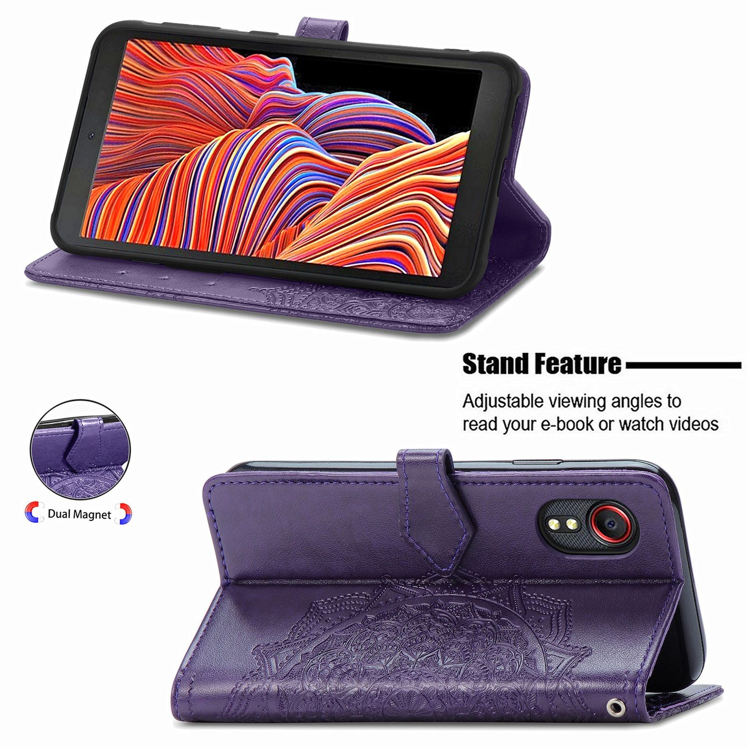 5 5s, DESIGN Bookcover, / KÖNIG Book Violett Case, Xcover Galaxy Samsung,