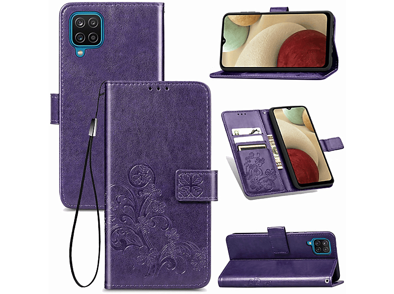 Galaxy Case, Violett KÖNIG Bookcover, A12, DESIGN Book Samsung,