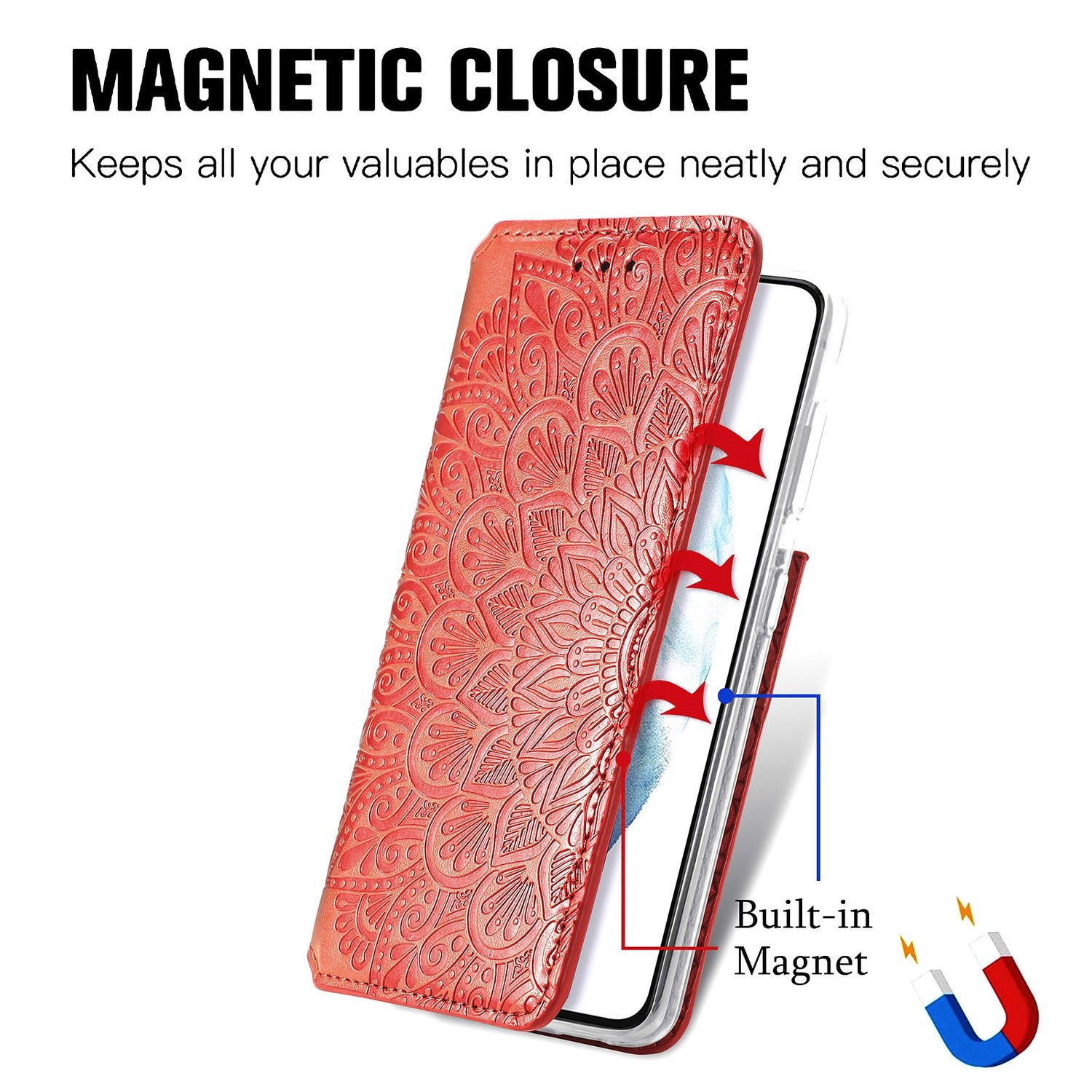KÖNIG DESIGN Plus, Galaxy Rot Book Case, S21 Samsung, Bookcover