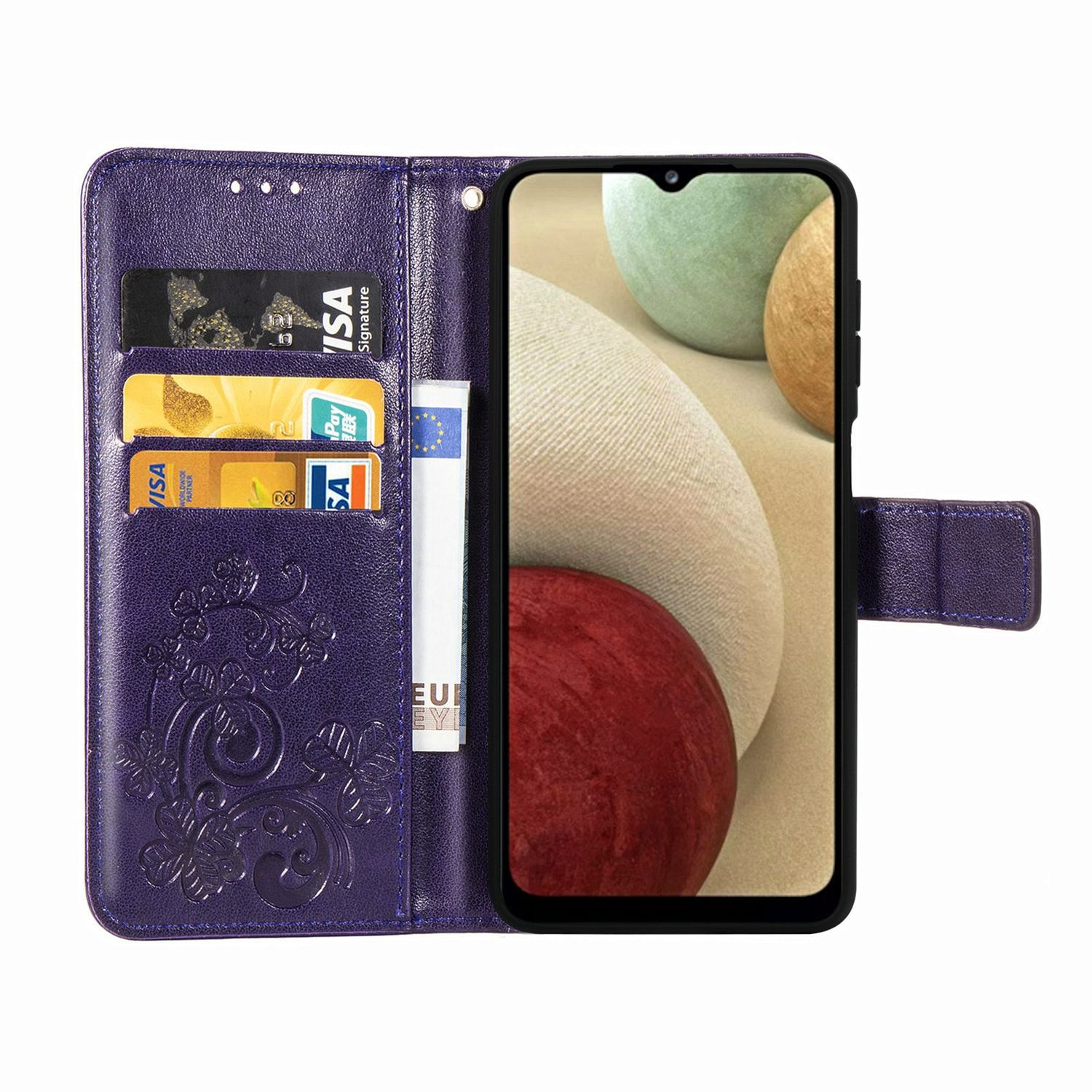 Violett Book DESIGN Samsung, Galaxy Case, A12, KÖNIG Bookcover,