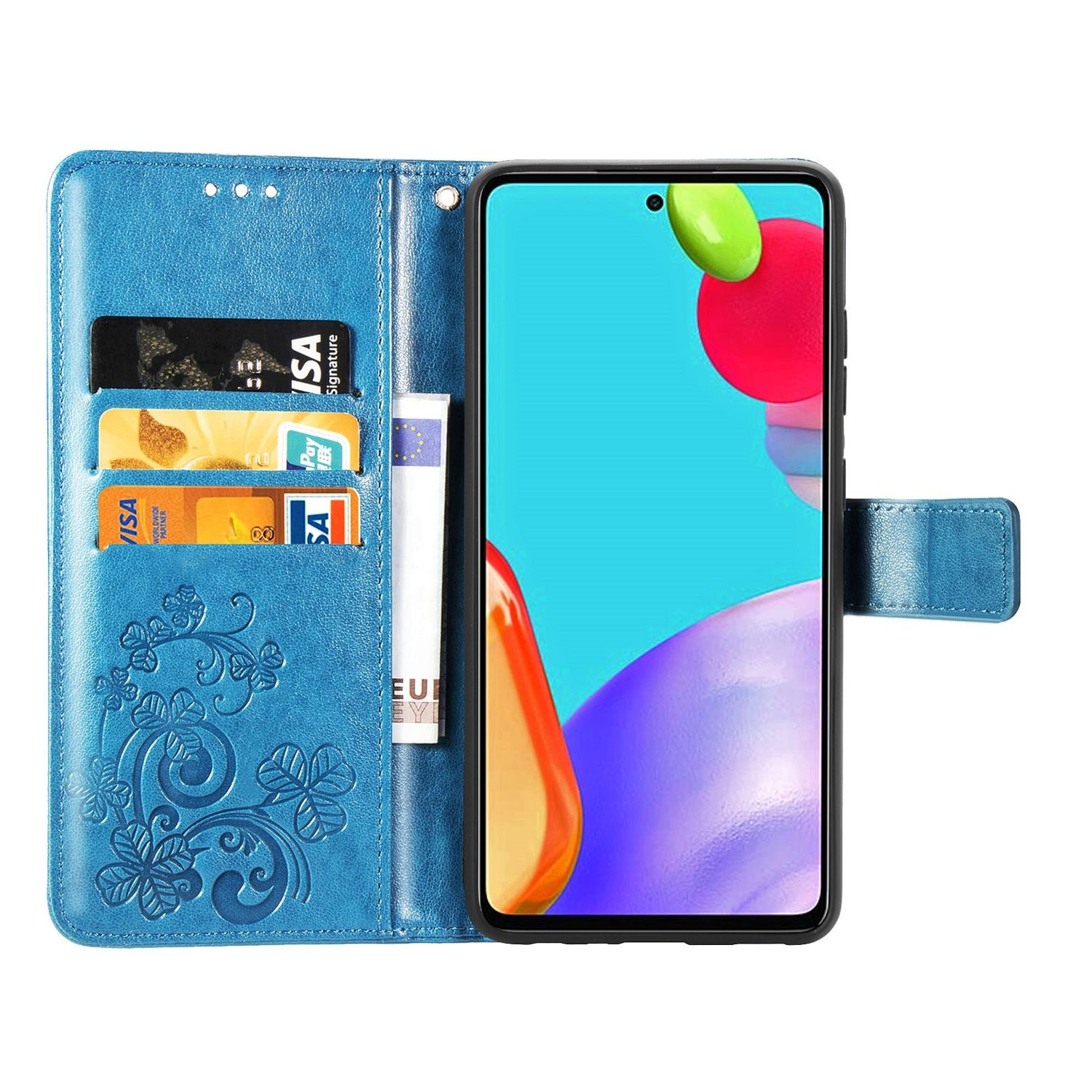 A72 Case, Galaxy 5G, Bookcover, KÖNIG DESIGN Blau Book Samsung,