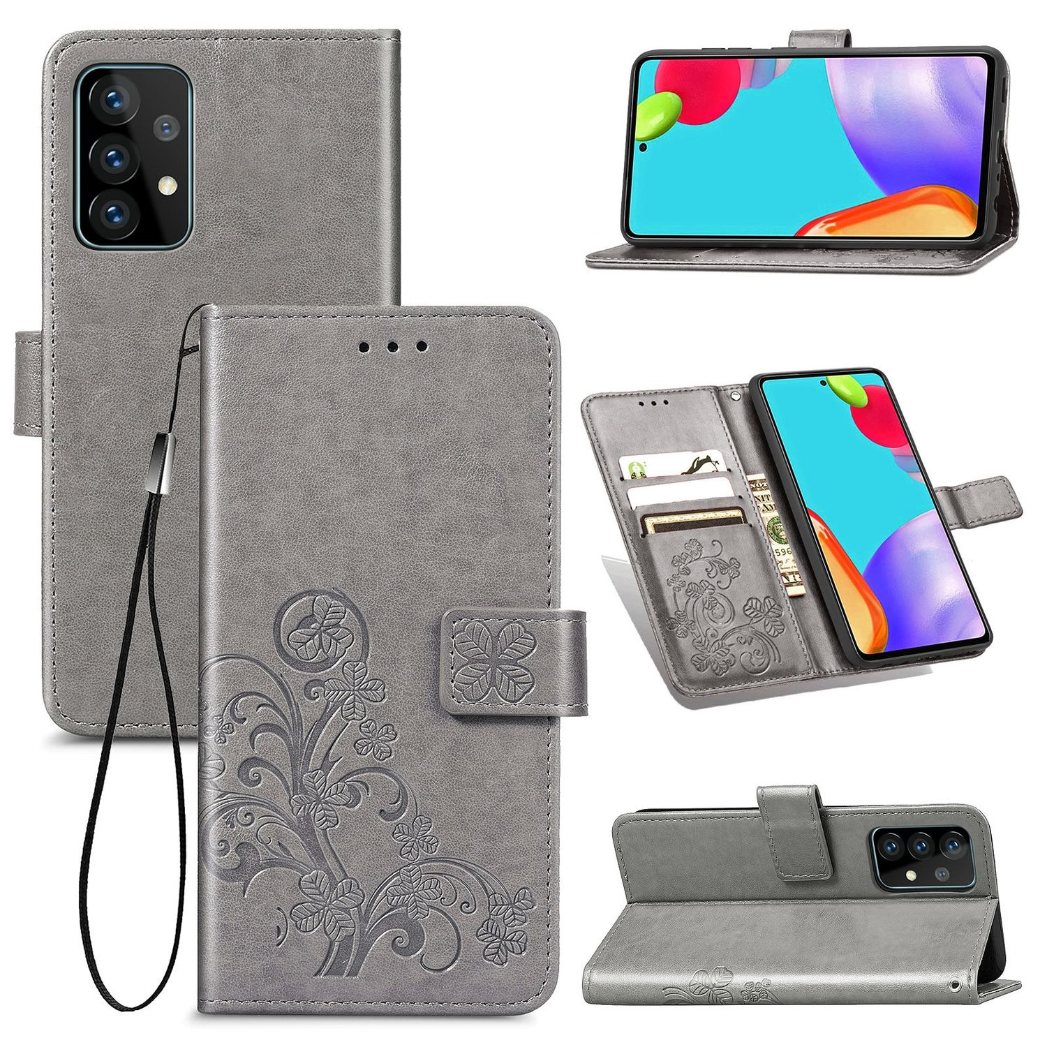 4G / KÖNIG Case, Samsung, Grau Galaxy 5G DESIGN Bookcover, A52s, / Book A52