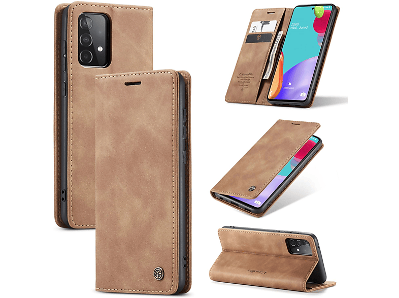 Samsung, A52 Galaxy DESIGN Book 4G Bookcover, A52s, 5G KÖNIG Case, / Braun /