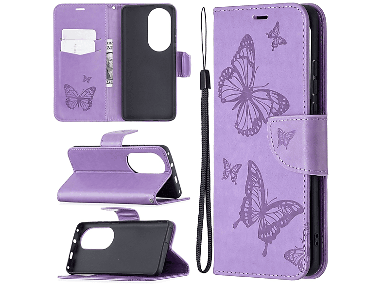 KÖNIG DESIGN Book Case, Bookcover, Huawei, P50 Pro, Violett | Bookcover