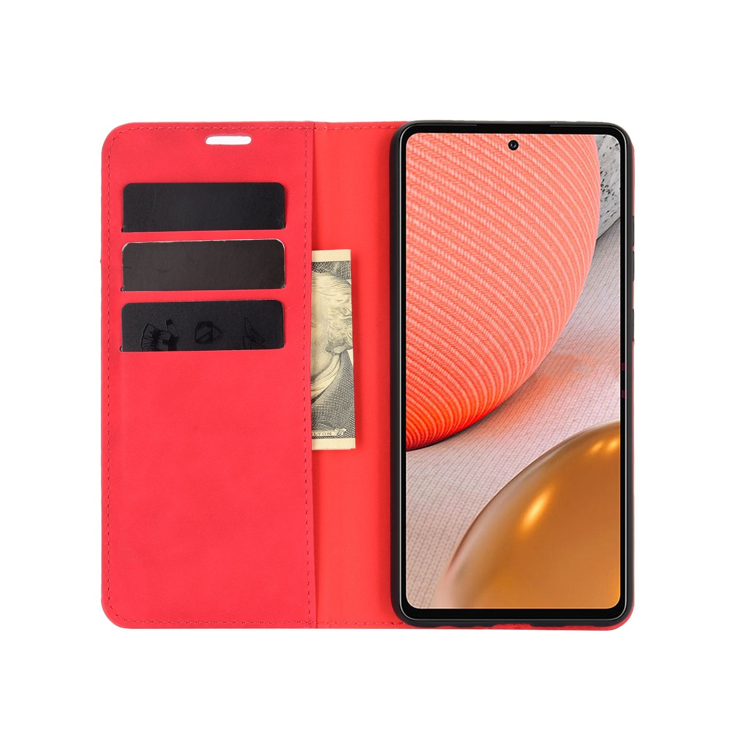 KÖNIG DESIGN Book Case, Galaxy Samsung, 5G, Bookcover, Rot A72