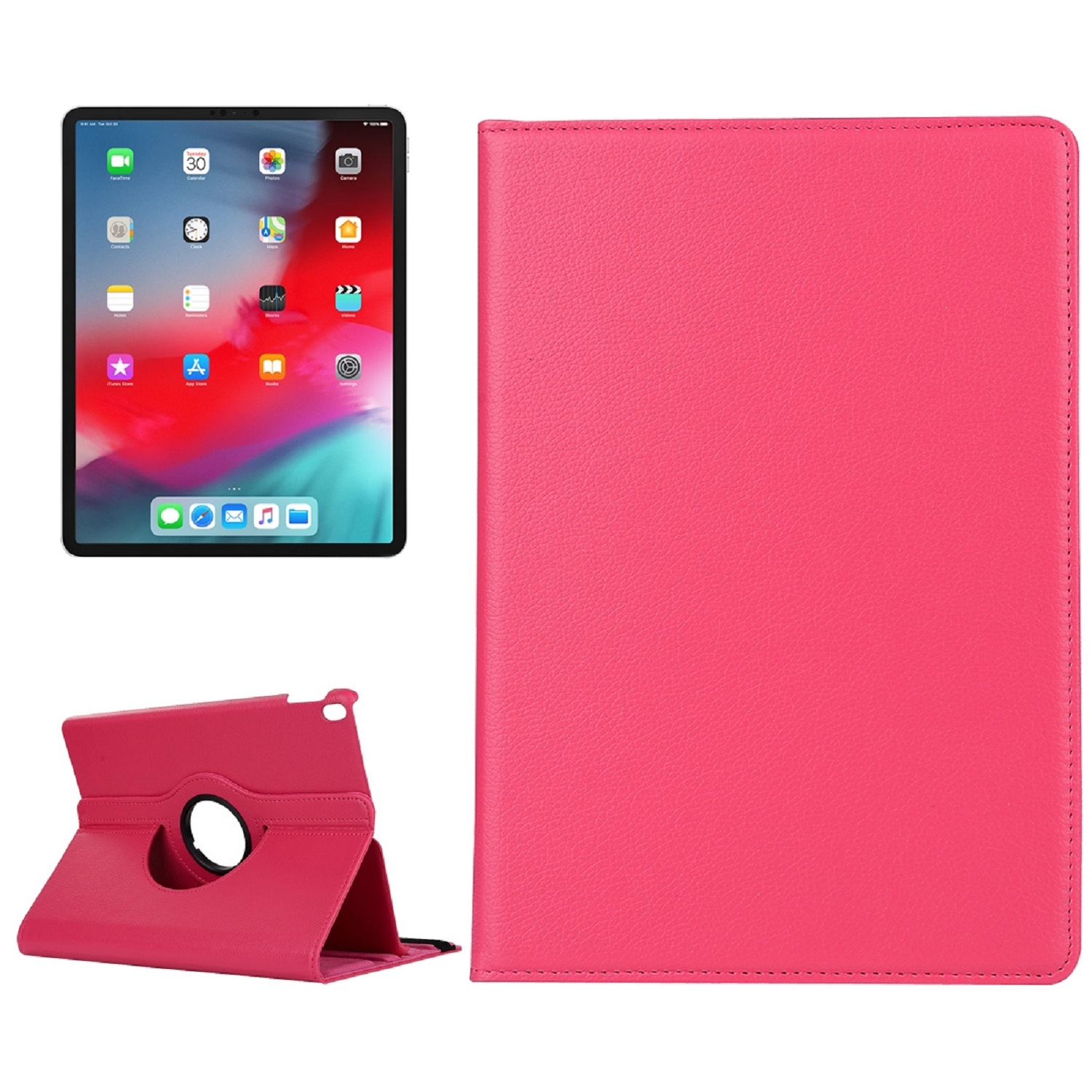 PROTECTORKING Tablethülle Full Rose Case drehbar TPU, Bookcover Apple Robustes Kunstleder/ Cover Rotation Schutzhülle Grad 360 für