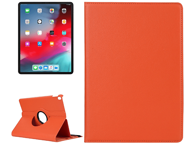 PROTECTORKING Tablethülle Bookcover Rotation Kunstleder/ 360 Robustes TPU, Full Case Schutzhülle für Grad Apple drehbar Orange Cover