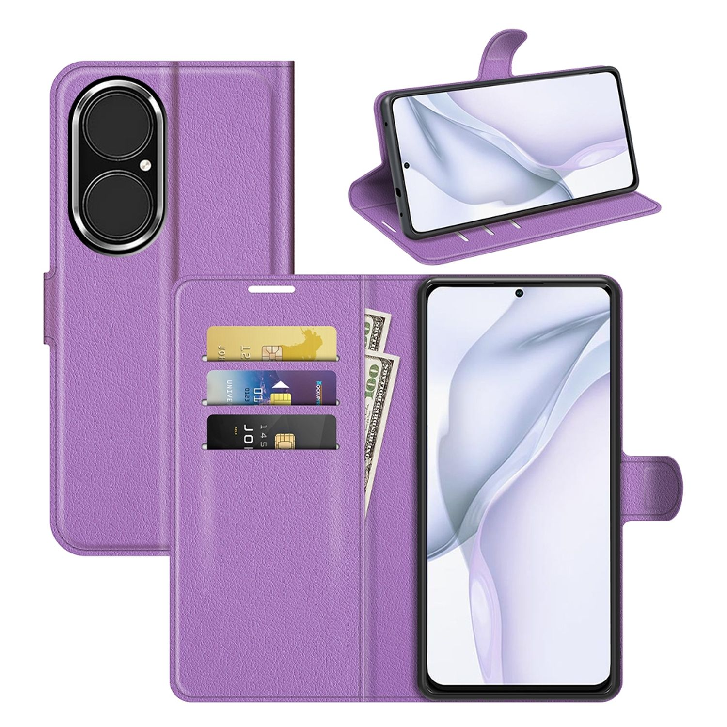 KÖNIG DESIGN Book P50, Violett Case, Huawei, Bookcover