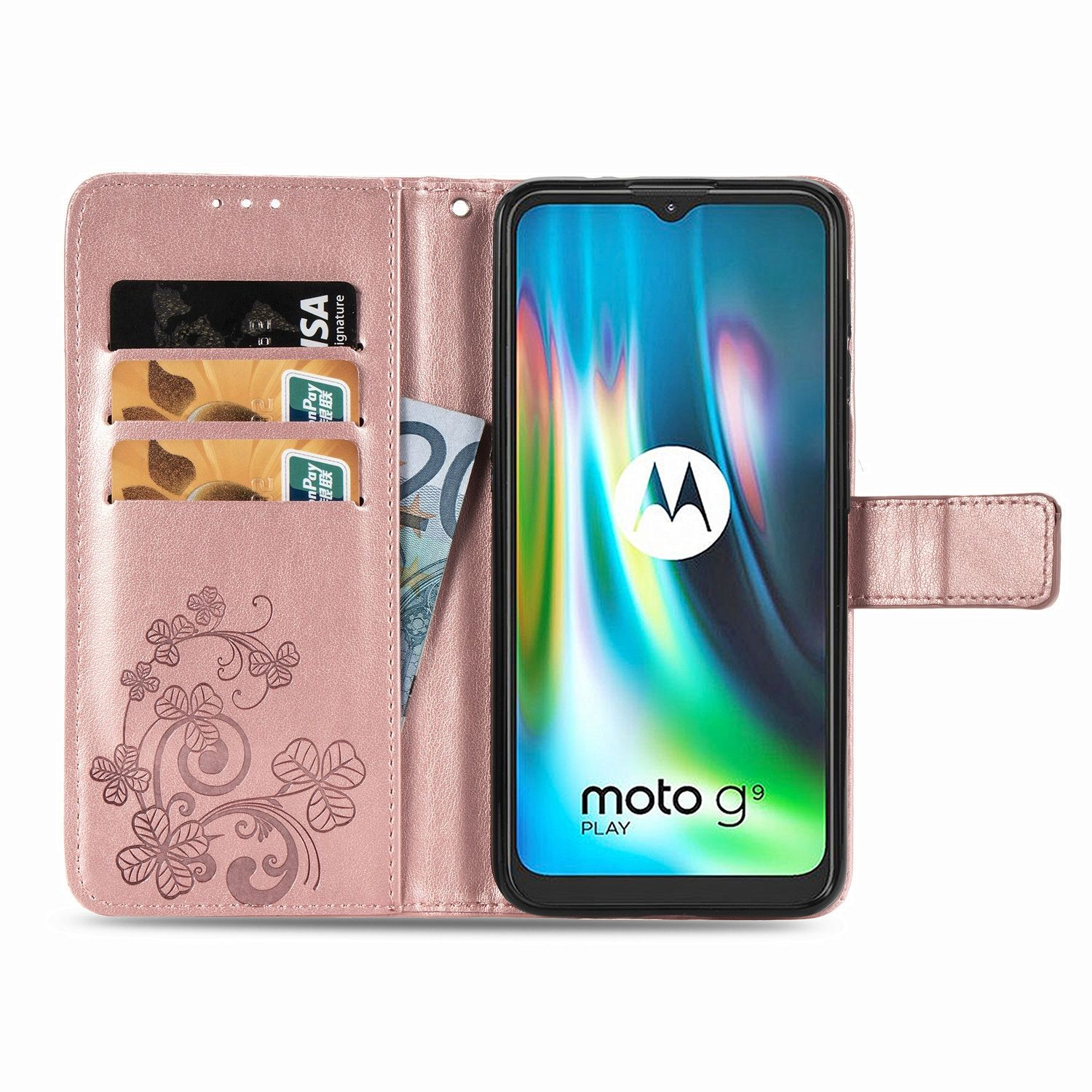 KÖNIG DESIGN Book G9 Moto Case, Motorola, Play, Bookcover, Rosa