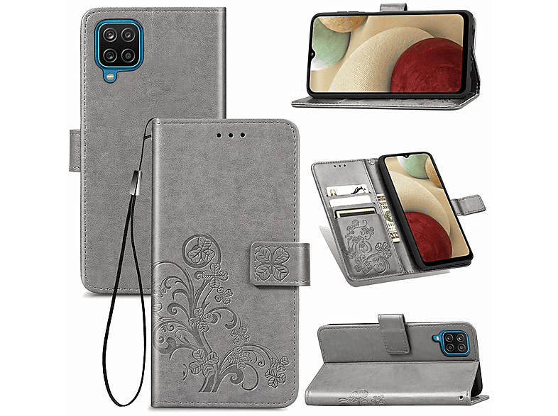 A12, KÖNIG Samsung, DESIGN Book Galaxy Grau Case, Bookcover,