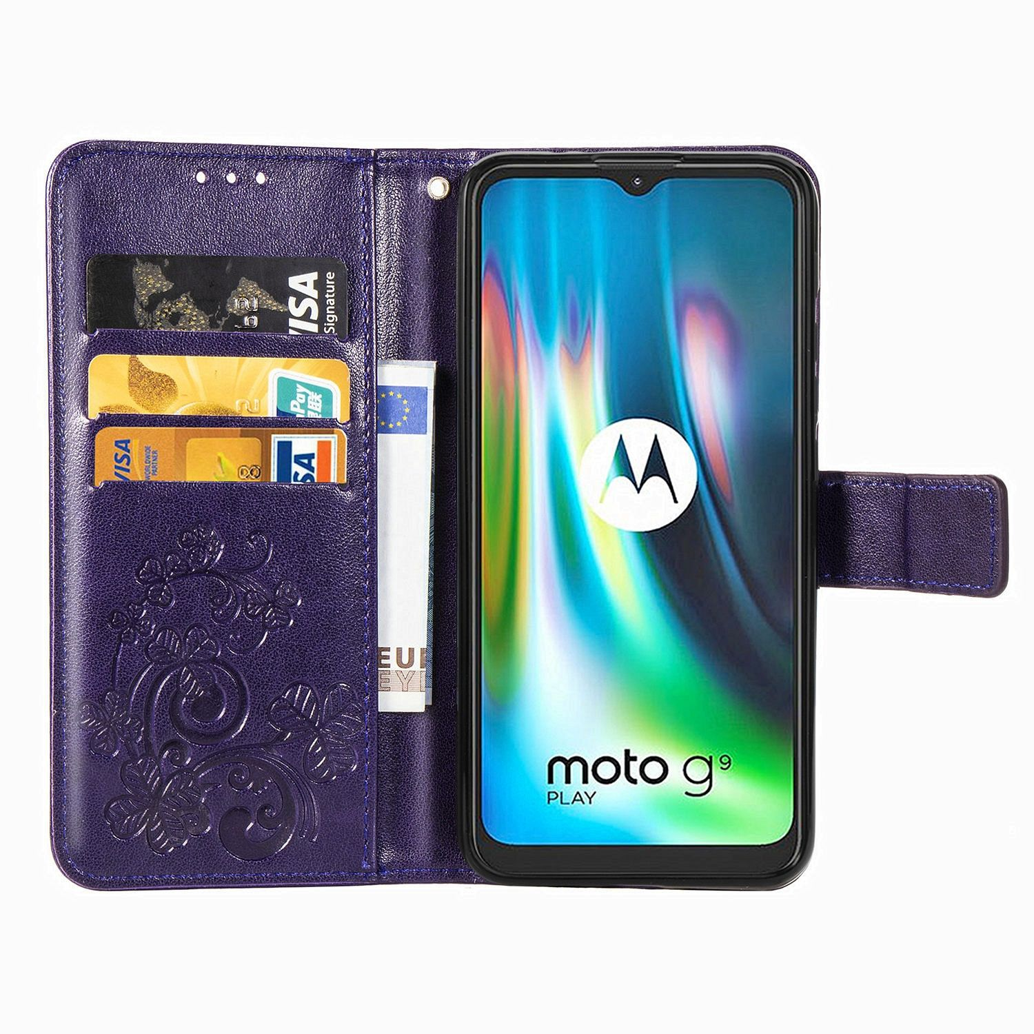 Bookcover, Play, DESIGN Case, Book KÖNIG G9 Violett Motorola, Moto
