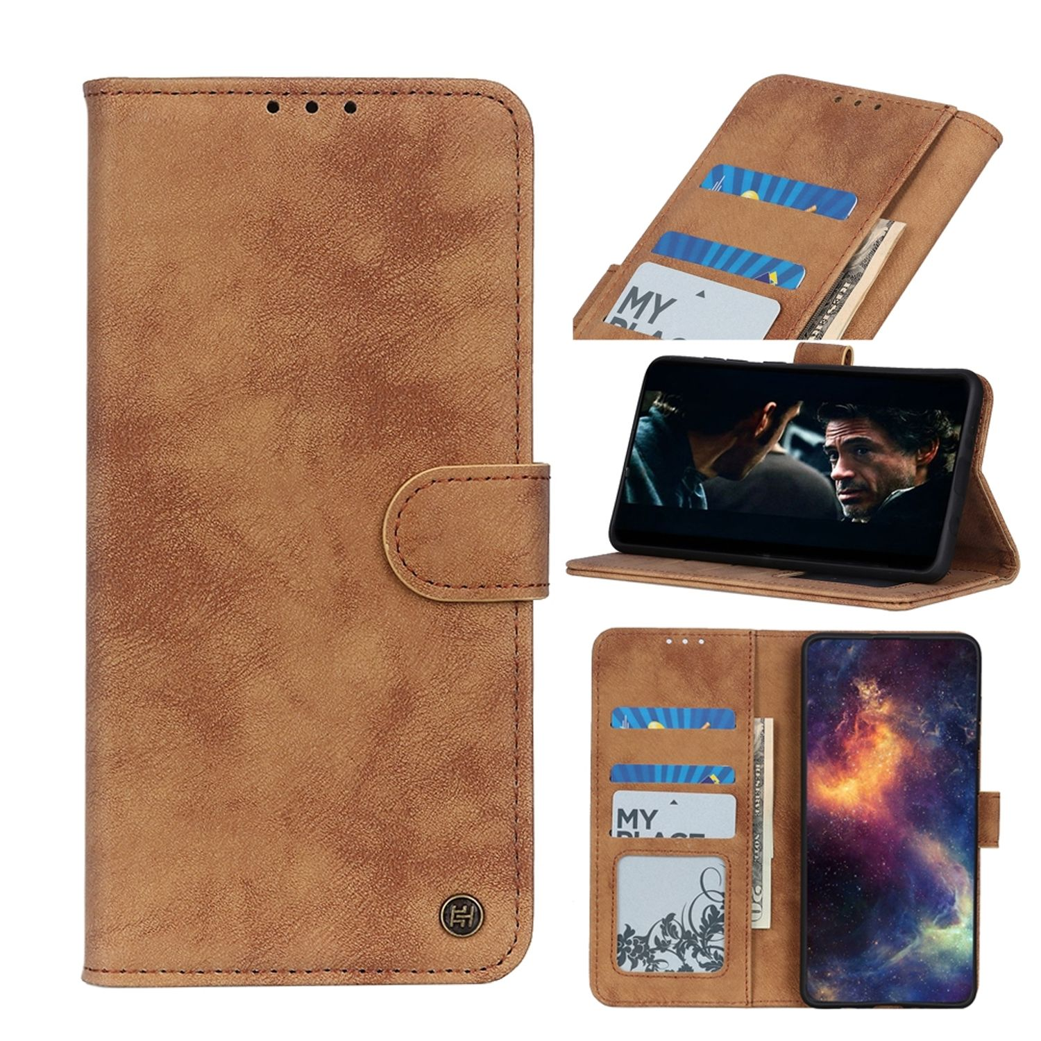 KÖNIG DESIGN Book Case, Bookcover, Galaxy 4G Samsung, Braun A52s, A52 / 5G 