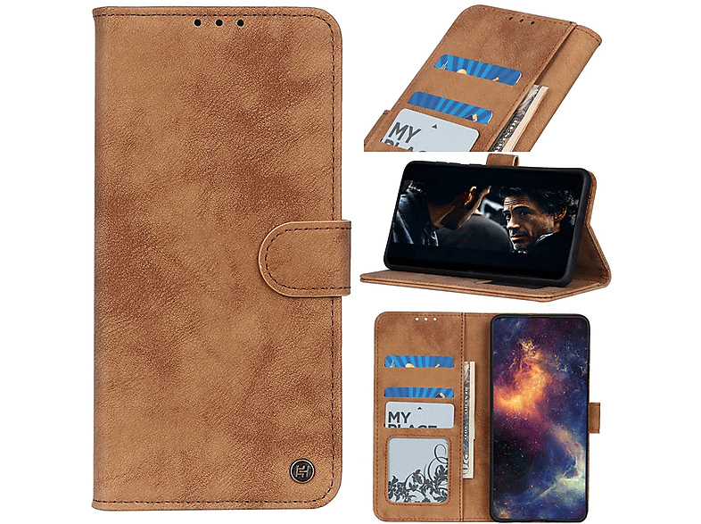 KÖNIG DESIGN Book Case, Bookcover, Samsung, Galaxy A52 4G / 5G / A52s, Braun