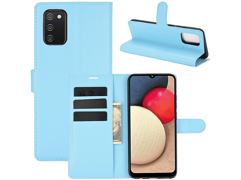 KÖNIG DESIGN Book Case, Bookcover, Blau Galaxy A02s, Samsung