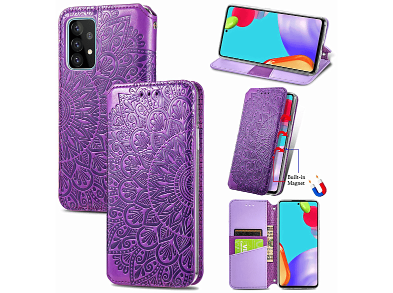 KÖNIG DESIGN Book Case, 4G Bookcover, Samsung, 5G A52 Violett / Galaxy / A52s